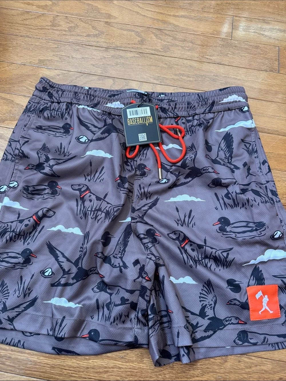 Men’s Brown Duck-Print Swim Trunks
